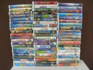 Huge lot 64 Kids Clamshell VHS Movies Toy Story Aladdin Cinderella 
