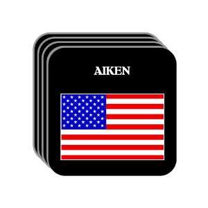 US Flag   Aiken, South Carolina (SC) Set of 4 Mini Mousepad Coasters