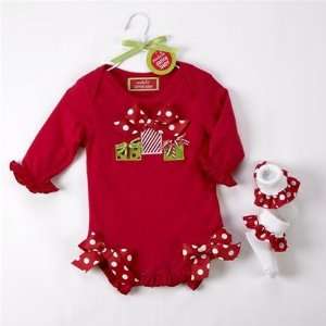  Christmas Present Romper and Sock Set by Mud Pie Baby