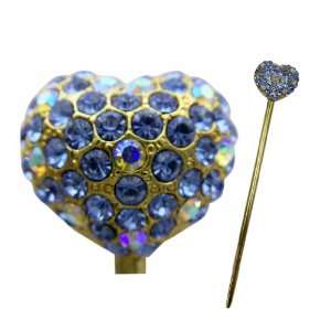  Very Elegant Sparkly Blue Crystal Heart Hair Pin   Hair 