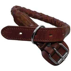   to 20 1/8 Woven Knot Brown Leather Adjustable Buckle Pet Dog Collar