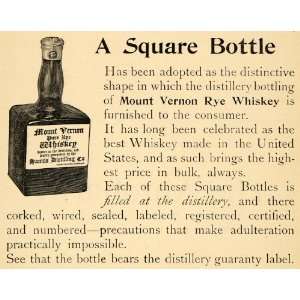  1895 Ad Mount Vernon Rye Whiskey Hannis Distilling Co 