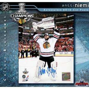  Antti Niemi with Stanley Cup Chicago Blackhawks 