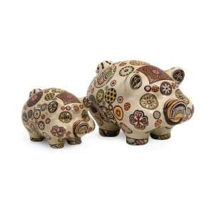   American Folk Art Ceramic Piggy Bank   Set of 2 Arts, Crafts & Sewing
