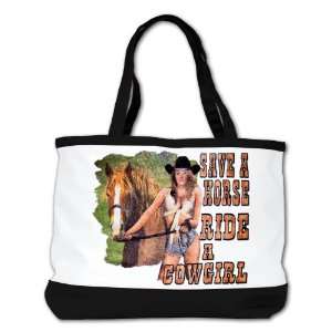 Shoulder Bag Purse (2 Sided) Black Country Western Lady Save A Horse 