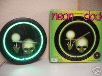 Rare Alien Green Neon Wall or Desk Quartz Clock Aliens  