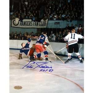 Eddie Giacomin New York Rangers   Save vs. Blackhawks   Autographed 