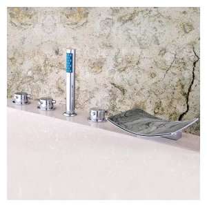  Chrome Two Handles Waterfall Widespread Tub Faucet