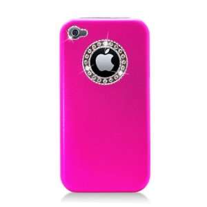  For App Iphone 4 Aluminum Chrome with Diamond, Hot Pink 
