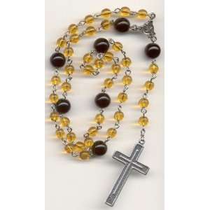  Lutheran Prayer Beads, Rosary   Amber & Black Czech Glass 