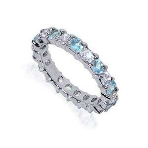  Nickel Free Sterling Silver Aqua and Clear Cubic Zirconia 