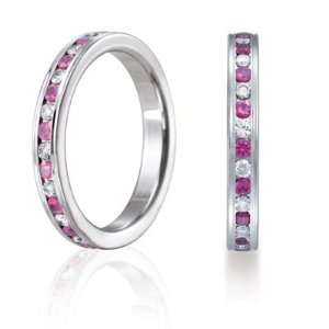    Benchmark 3/4 CT Pink Sapphire & Diamond Platinum Band 3mm Jewelry