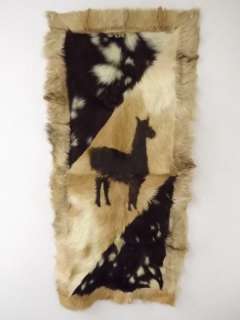 small area rug wall hanging alpaca fur tan brown beige 38.5 x 17.5 