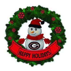 15 NCAA Georgia Bulldogs Lighted Snowman Artificial Christmas Wreath