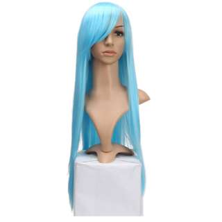 New Beautiful Cosplay Long Straight Hair Wig Blue  