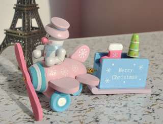 Snowman XMAS Plane,Vehicle,Wooden Toy,Kid,Party Favor Supply 