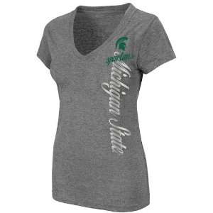 Michigan State Spartans Ladies Escape V Neck Heathered T Shirt   Ash