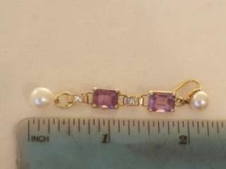   WITH SQUARE CUT GENUINE DIAMONDS AND AMETHYSTS AND NATURAL PEARLS