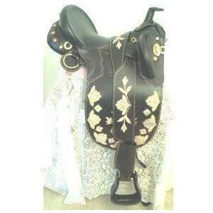    Floral Engraved 17 Black Australian Saddle