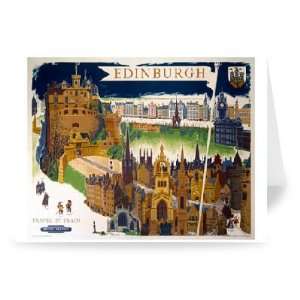 Edinburgh castle   Travel by train British   Greeting Card (Pack of 