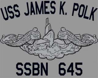 US Navy USS James K. Polk SSBN 645 Submarine T Shirt  