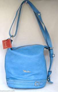 VALENTINA BRIGHT BLUE LEATHER SHOULDER BAG+X BODY NEW  