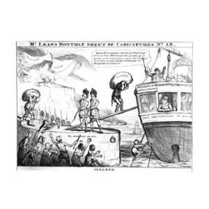 Satirical Cartoon About the State of Ireland in the 1830s Art Giclee 