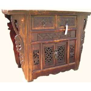  43 inch wide antique carved hall chest