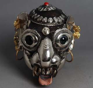 Tantric Metal SKULL Ornament/ Monkey Skull Ritual Altar  