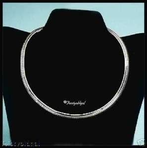BOLD 14K WHITE GOLD PLATED WIDE OMEGA NECKLACE IN SIZES  