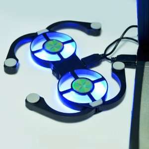  4 LED Blue Light USB 2 Fan Cooling Pad with ON/OFF Switch 