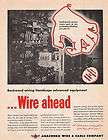 1945 VINTAGE ANACONDA WIRE & CABLE COMPANY ADVANCED EQUIPMENT PRINT AD