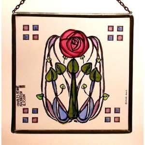  Charles Rennie Mackintosh Rose and Leaves Stained Glass 