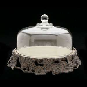  Arthur Court Grape Tuscan Cake Stand   Glass Dome Kitchen 