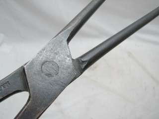 CC MARTIN ;ANCASTER CO PA ANTIQUE HAND FORGED BLACKSMITH TONGS SIGNED 