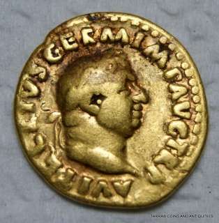 ANCIENT ROMAN GOLD COIN VITELLIUS, 69 A.D. Extra   fine VERY RARE 