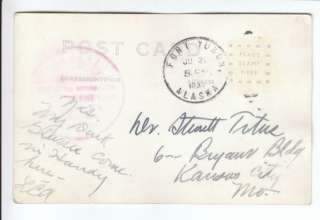 1939 Alaska AK Fort Yukon Cancel Totem Steamer Old Postcard Vintage 