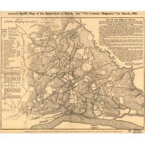  1886 Civil War map Shiloh, Battle of, Tenn, 1862