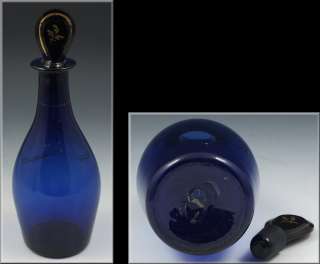 18th Century English Cobalt Blue Blown Glass Rum Liquor Decanter 