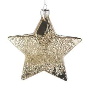  Silver Glittery Star Glass Christmas Ornament