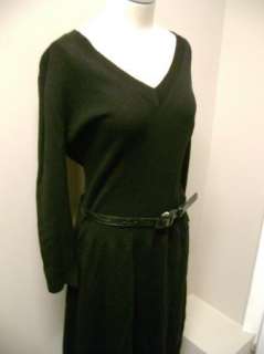 Ralph Lauren Classic Belted Black Wool Sweater Dress L NWT  