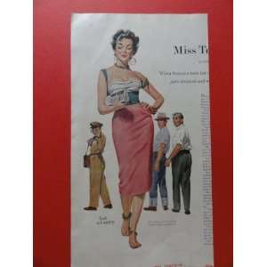 Bob Hilbert 1956 Print Art (Miss Temptation) Orinigal Vintage Magazine 