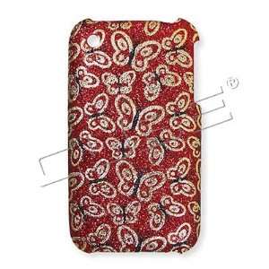  Apple iPhone 3G/3GS   Leather Design Red with Butterflies 