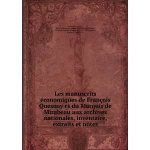  Les manuscrits Ã©conomiques de FranÃ§ois Quesnay et du 