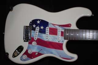   Strat White Electric Guitar with USA American Flag Pickguard  