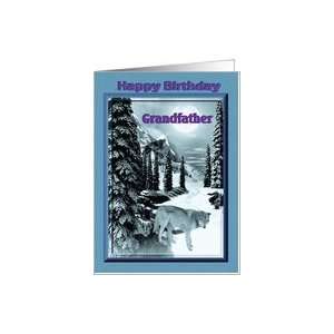  Happy Birthday / Grandfather / Wolf in winter scene Card 