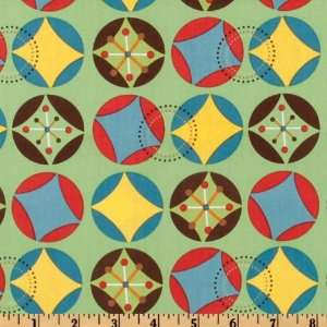  44 Wide Hooty Hoot Kangaroo Starburst Green Fabric By 
