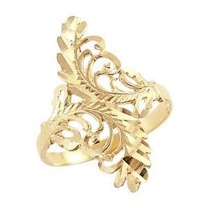   Size  11   14k Yellow Gold Unique Ladies Leaf Design Ring New Jewelry
