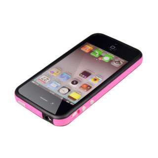   TPU Bumper Case Cover Skin w/ Metal Buttons For Apple Iphone 4 4G 4S