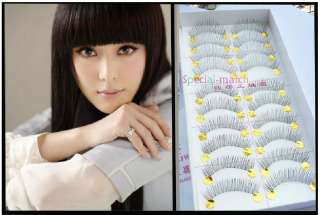 10pairs black NATURAL Transparents stems Fashion FALSE EYELASHES FAKE 